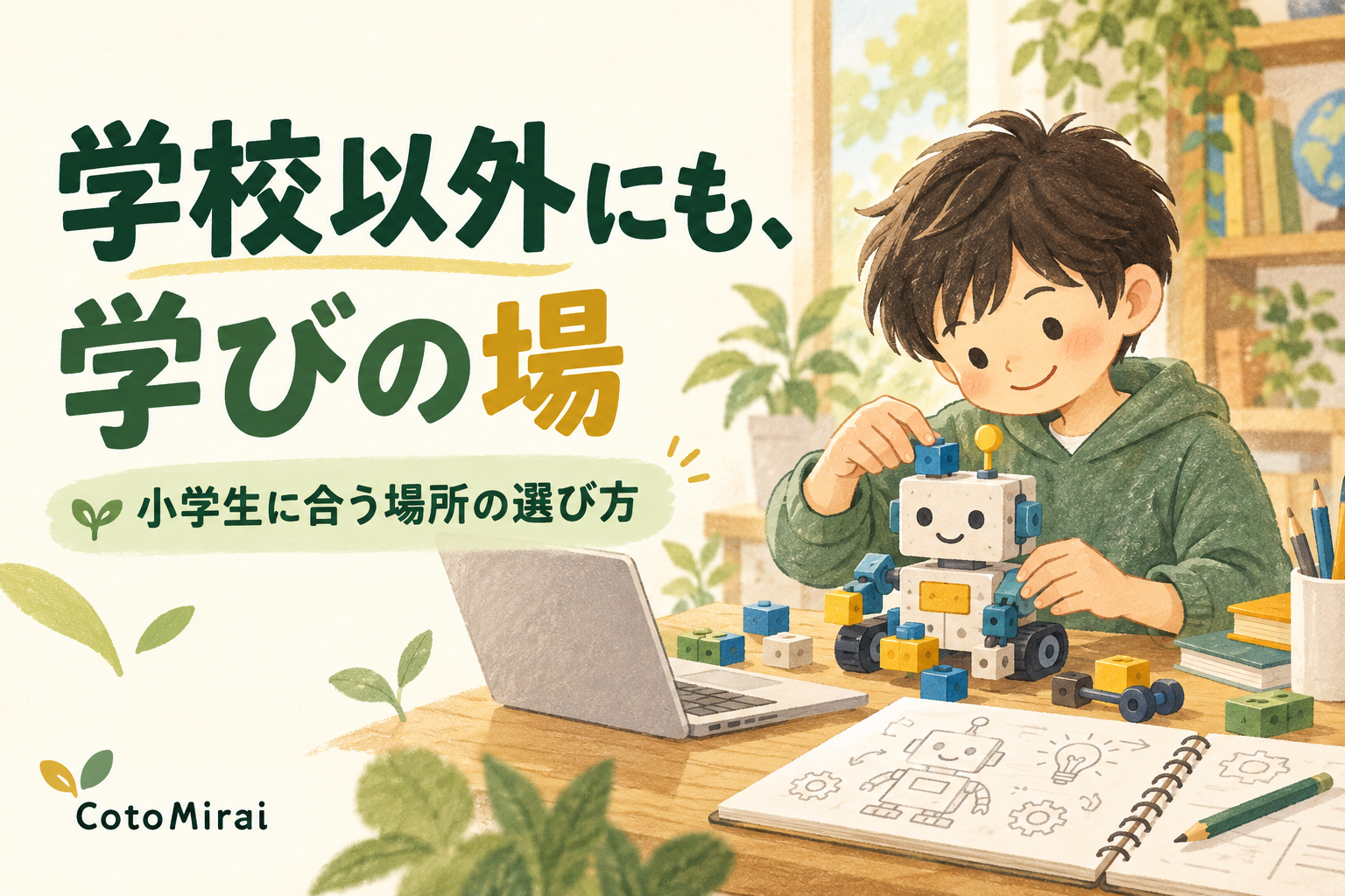 不登校の小学生、学びの場はどう選ぶ？港区・渋谷区の選択肢をテーマにしたイラスト