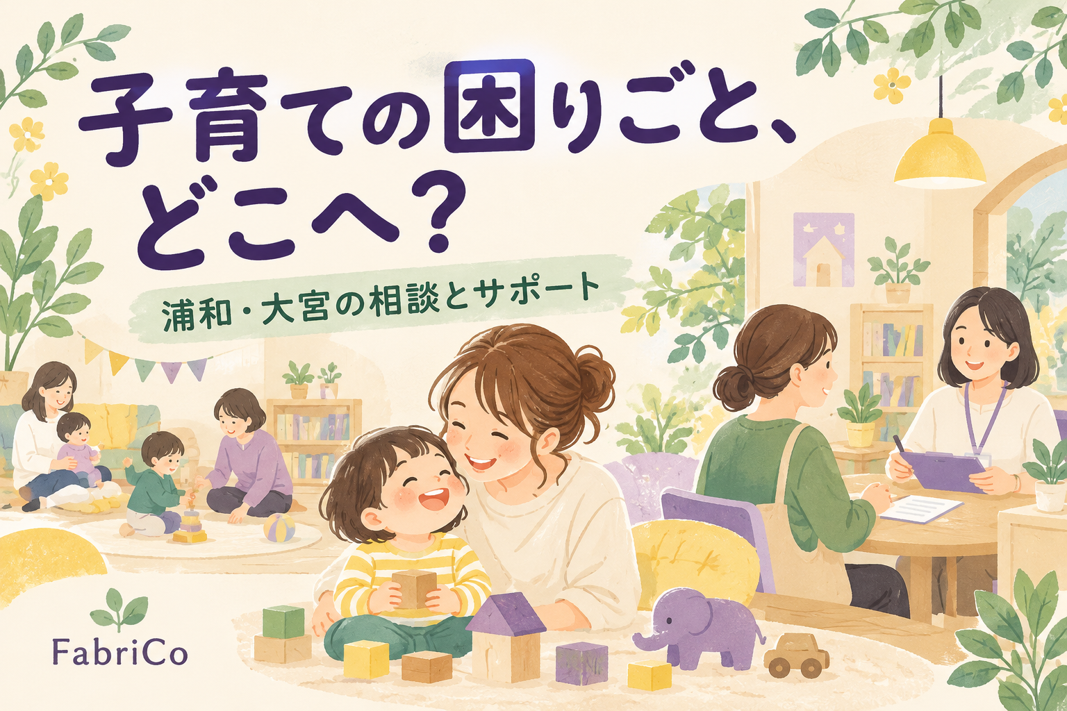 子育ての困りごとを相談するイメージイラスト